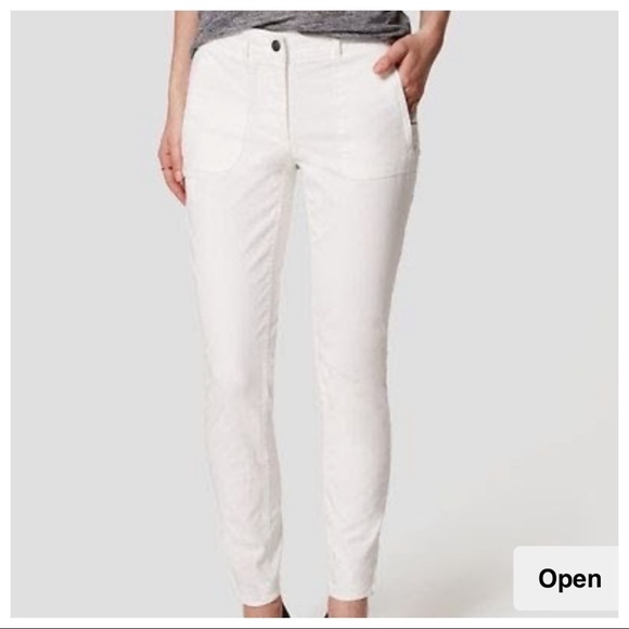 LOFT Ivory Marisa Skinny Ankle Utility Zipper Pants Size 2 Comfy Cotton Blend - Picture 1 of 8